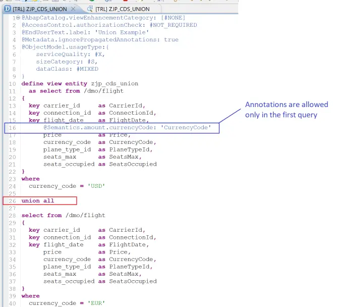Exploring ABAP on HANA [13] : Union in CDS – Discovering ABAP